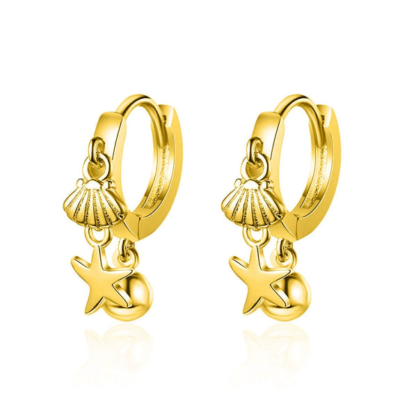 Wholesale Women's S925 Silver Needle And Copper Starfish Shell Geometric Ushaped Electroplated Earrings