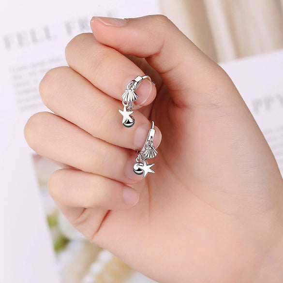 Wholesale Women's S925 Silver Needle And Copper Starfish Shell Geometric Ushaped Electroplated Earrings