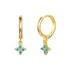 Wholesale Women's S925 Silver Needle Copper Earrings With Geometric Zirconiaembedded Colorful Flower Design