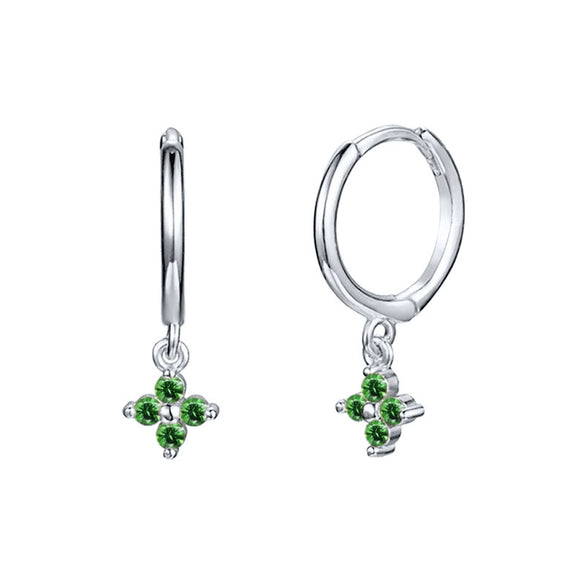 Wholesale Women's S925 Silver Needle Copper Earrings With Geometric Zirconiaembedded Colorful Flower Design