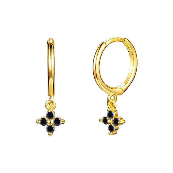 Wholesale Women's S925 Silver Needle Copper Earrings With Geometric Zirconiaembedded Colorful Flower Design