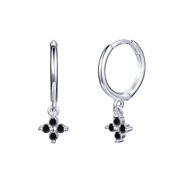 Wholesale Women's S925 Silver Needle Copper Earrings With Geometric Zirconiaembedded Colorful Flower Design