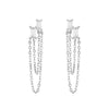 Wholesale Women's S925 Silver Needle Copper Earrings With Hot Diamond Long Tassel Chain Geometric U Shape Star Pattern Electroplated