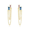 Wholesale Women's S925 Silver Needle Copper Earrings With Hot Diamond Long Tassel Chain Geometric U Shape Star Pattern Electroplated