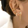 Wholesale Women's S925 Silver Needle Copper Earrings With Hot Diamond Long Tassel Chain Geometric U Shape Star Pattern Electroplated