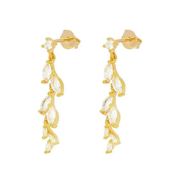 Wholesale Women's S925 Silver Needle Copper Earrings With Hot Diamond Long Tassel Chain Geometric U Shape Star Pattern Electroplated