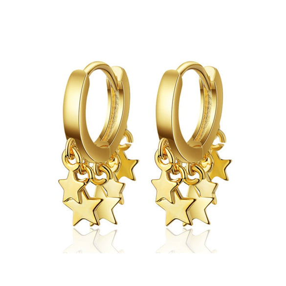 Wholesale Women's S925 Silver Needle Copper Star Geometric Constellation Electroplated Earrings