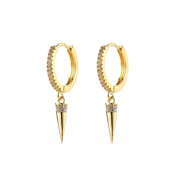 Wholesale Women's S925 Silver Needle Geometric Cone Micropaved Zircon Earrings