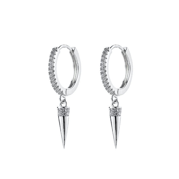 Wholesale Women's S925 Silver Needle Geometric Cone Micropaved Zircon Earrings
