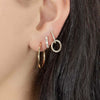 Wholesale Women's S925 Silver Needle Hollow Circle Geometric Double Ring Earrings With Diamond