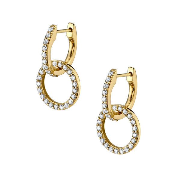 Wholesale Women's S925 Silver Needle Hollow Circle Geometric Double Ring Earrings With Diamond
