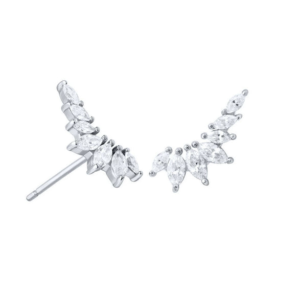 Wholesale Women's S925 Silver Needle Wingshaped Earrings With Colorful Zircon And Bow Design