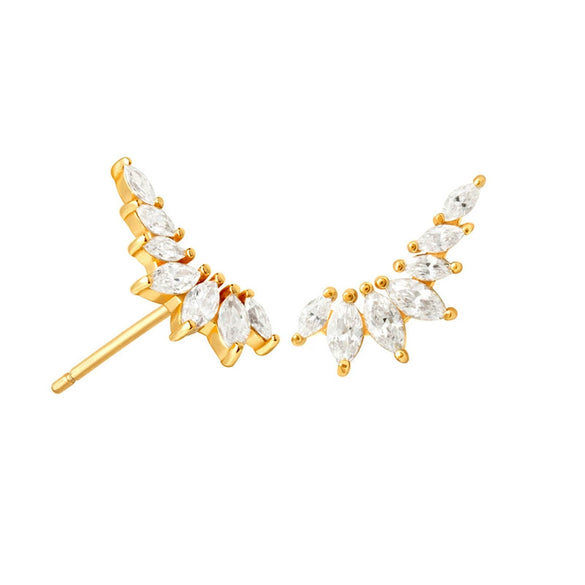 Wholesale Women's S925 Silver Needle Wingshaped Earrings With Colorful Zircon And Bow Design