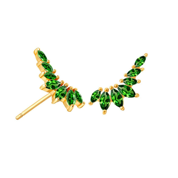Wholesale Women's S925 Silver Needle Wingshaped Earrings With Colorful Zircon And Bow Design
