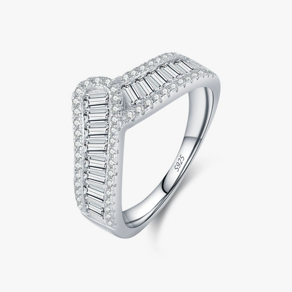 Wholesale Women's S925 Silver Niche Style Irregular Line Diamond Ring