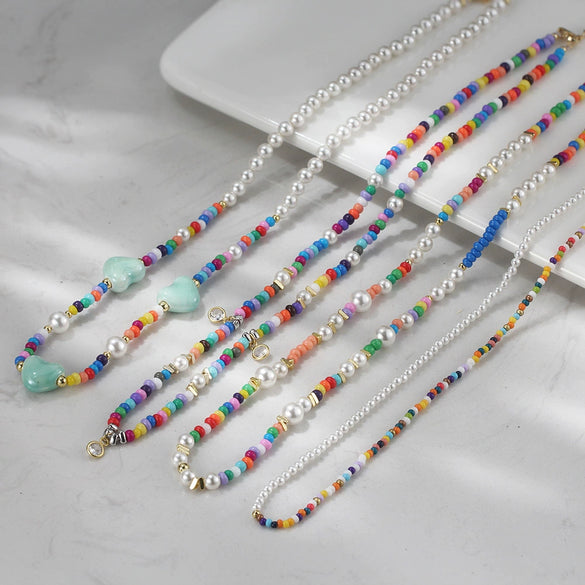 Wholesale Women's S925 Silver Pearl Chain Necklace With Geometric Beads And Electroplating Treatment