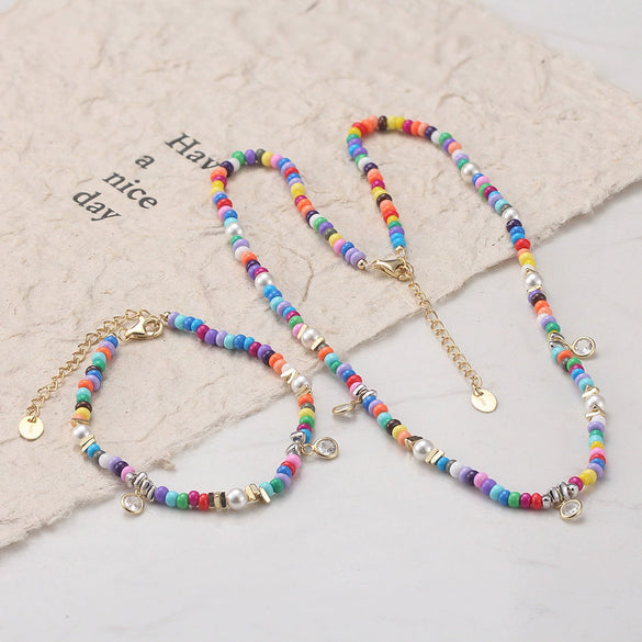 Wholesale Women's S925 Silver Pearl Chain Necklace With Geometric Beads And Electroplating Treatment
