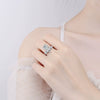 Wholesale Women's S925 Silver Ring With Drop Shaped Simulation Mosant Diamond Electroplated