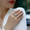 Wholesale Women's S925 Silver Ring With Geometric Design And Moissanite Inlay