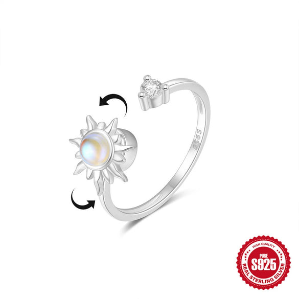 Wholesale Women's S925 Silver Ring With Hot Bow Element Geometric Shape Rotatable Decompression Opening Adjusting Zirconia Design