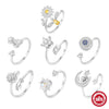 Wholesale Women's S925 Silver Ring With Hot Bow Element Geometric Shape Rotatable Decompression Opening Adjusting Zirconia Design