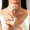 Wholesale Women's S925 Silver Ring With Pink Diamond And Drop Shape Design