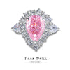 Wholesale Women's S925 Silver Ring With Pink Diamond And Drop Shape Design