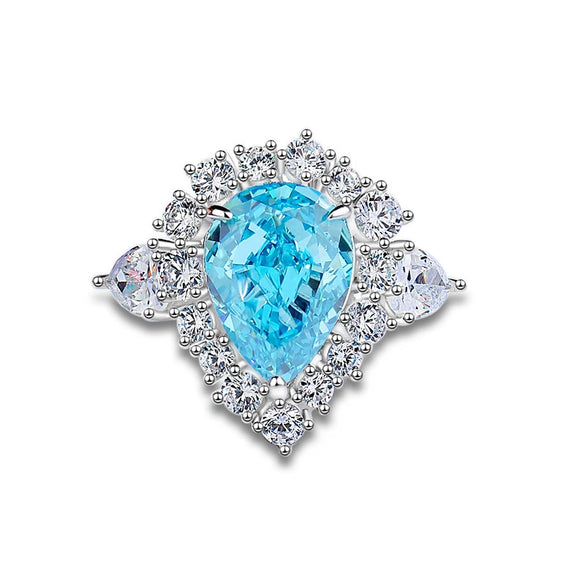 Wholesale Women's S925 Silver Ring With Pink Diamond And Drop Shape Design