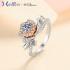 Wholesale Women's S925 Silver Ring With Rose Flower Pattern And Rose Gold Electroplating