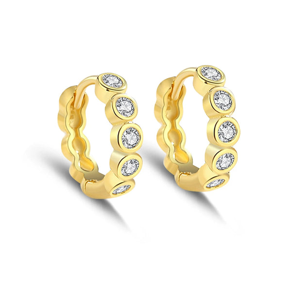 Wholesale Women's S925 Silver Round Geometric Diamond Earrings With Electroplating