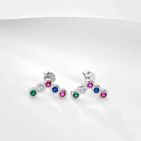 Wholesale Women's S925 Silver Round Geometric Rainbow Earrings Antiallergy Fashion