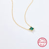 Wholesale Women's S925 Silver Simple Highend Clavicle Chain With Colorful Square Zircon Geometric Pendant And Electroplating Design