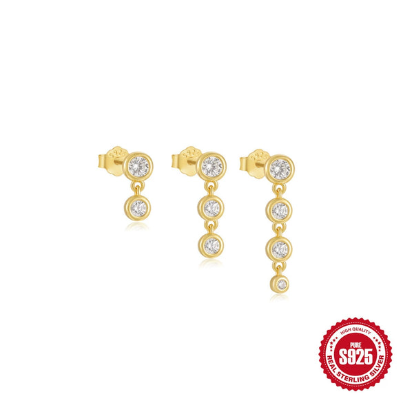 Wholesale Women's S925 Silver Stacking Style Geometric Earrings Set With Electroplating Horse Eye Zircon And Leaf Design