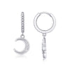 Wholesale Women's S925 Silver Starshaped Moissanite Inlaid Hoop Earrings