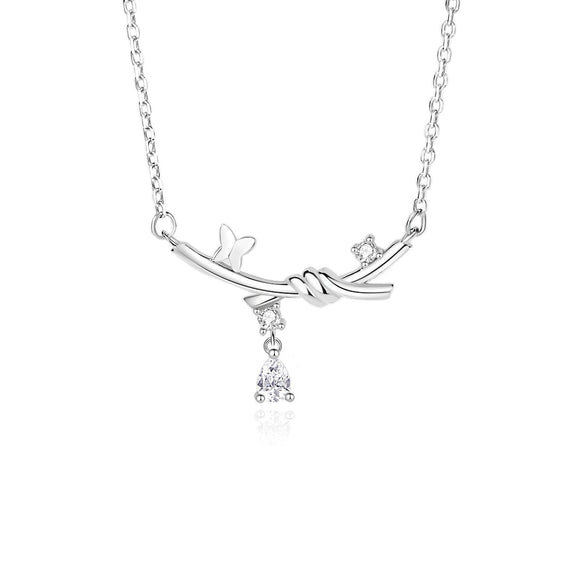 Wholesale Women's S925 Silver Tassel Concentric Knot Necklace With Geometric Pattern And Diamond Design
