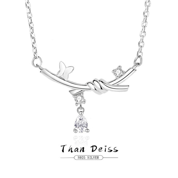 Wholesale Women's S925 Silver Tassel Concentric Knot Necklace With Geometric Pattern And Diamond Design
