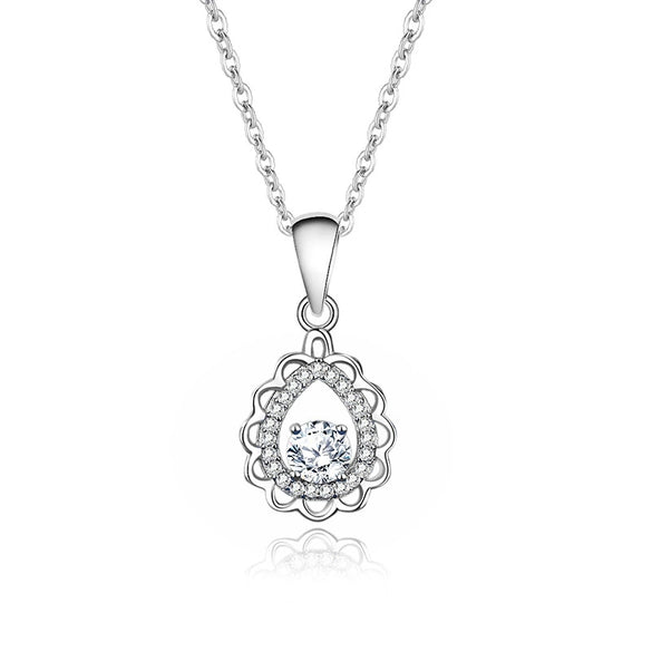 Wholesale Women's S925 Silver Water Drops Moissanite Pendant Necklace With Cross Chain Geometric Simple Style