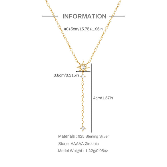 Wholesale Women's S925 Silver Yshaped Necklace With Electroplating Ins Cold Style Eight Mang Star Pattern And Long Tassel