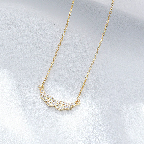 Wholesale Women's S925 Sterling Silver Angel Wings Geometric Diamond Clavicle Necklace