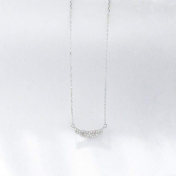 Wholesale Women's S925 Sterling Silver Angel Wings Geometric Diamond Clavicle Necklace