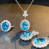 Wholesale Women's S925 Sterling Silver Aquamarine Necklace With Geometric Pigeon Egg Pendant And Diamond Inlay