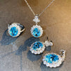 Wholesale Women's S925 Sterling Silver Aquamarine Necklace With Geometric Pigeon Egg Pendant And Diamond Inlay