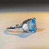 Wholesale Women's S925 Sterling Silver Aquamarine Ring With Geometric Style And Electroplating Treatment