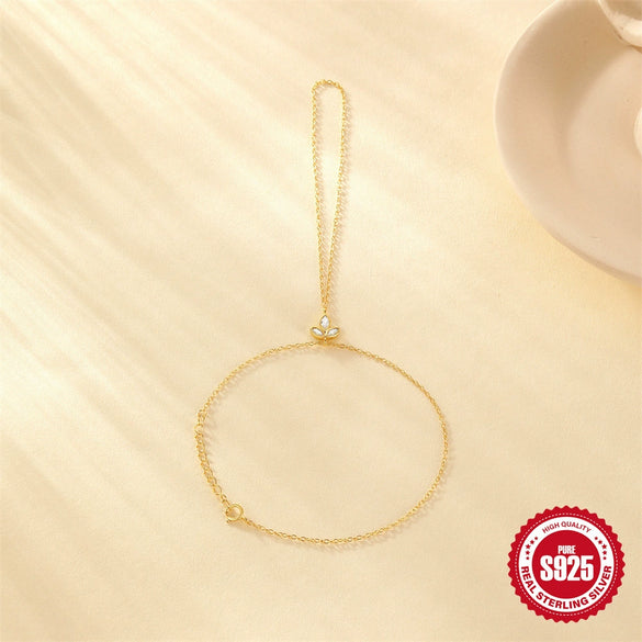 Wholesale Women's S925 Sterling Silver Bag Horse Eye And Finger Bracelet With Electroplating And Real Gold Plating Geometric Style Hand Jewelry