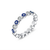 Wholesale Women's S925 Sterling Silver Blue Eye Ring With Colorful Enamel And Dripping Glue Design