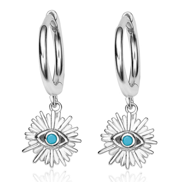 Wholesale Women's S925 Sterling Silver Bohemian Eye Inlaid Turquoise Earrings
