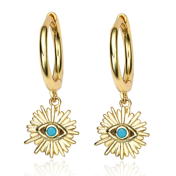 Wholesale Women's S925 Sterling Silver Bohemian Eye Inlaid Turquoise Earrings