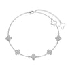 Wholesale Women's S925 Sterling Silver Bracelet With Clover Zircon Inlaid Butterfly Hollow Tail And Flower Pattern Electroplated