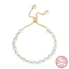 Wholesale Women's S925 Sterling Silver Bracelet With Natural Freshwater Baroque Pearl Geometric Style
