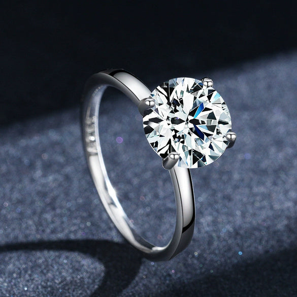 Wholesale Women's S925 Sterling Silver Classic Four Claw Zircon Ring With Geometric Design